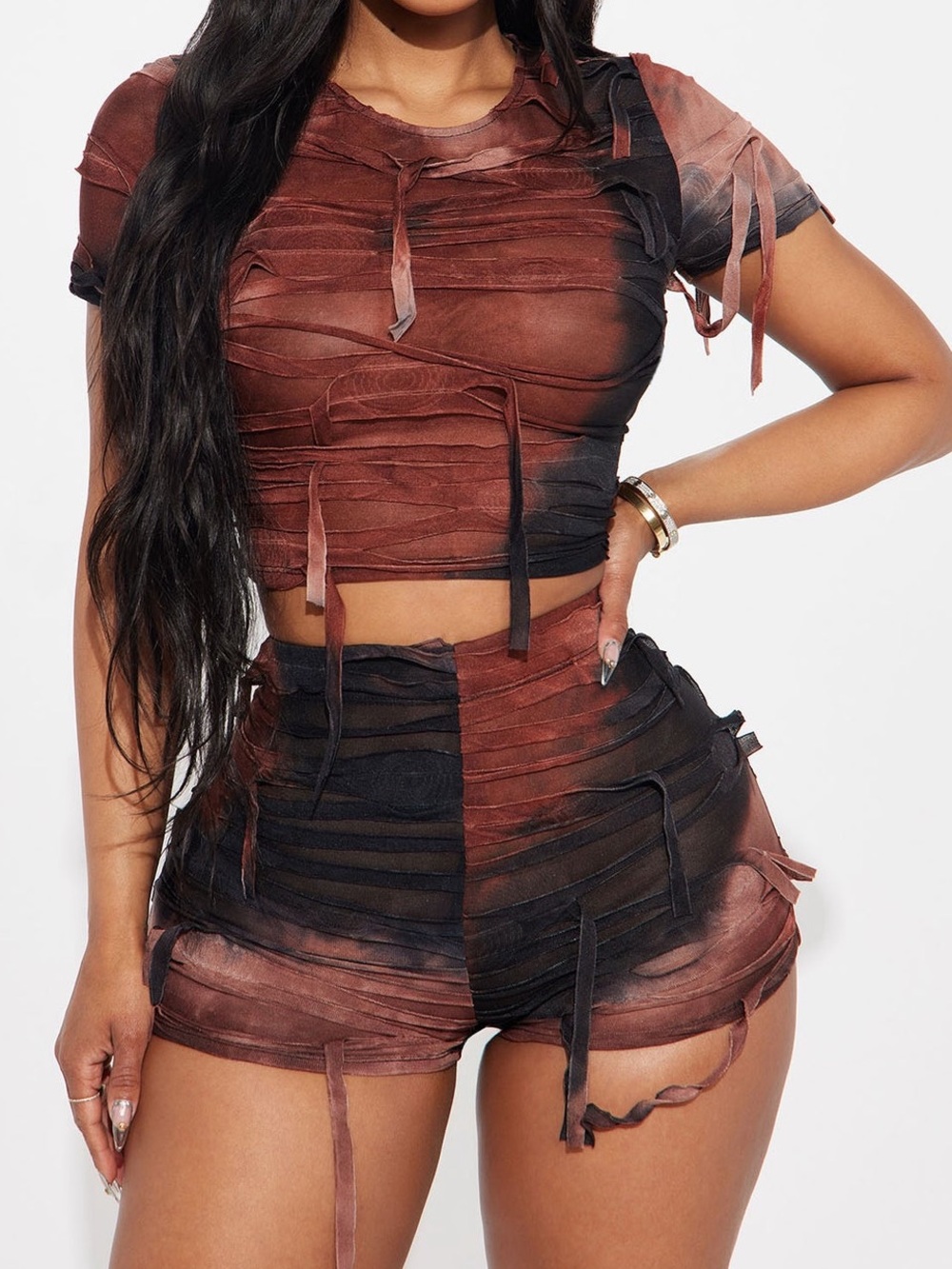 Distressed short set🖤 - Picture 2 of 5